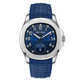 Reef Tiger RGA1805 Mens Square Blue Dial Automatic Watch - Multifunction Luminous Rubber Sport Watches